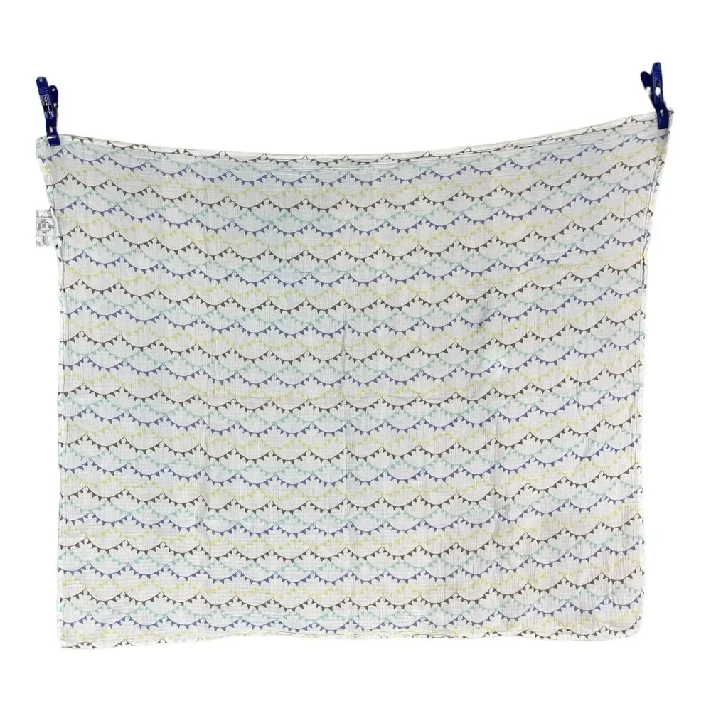 Patina Vie Baby Muslin Blanket Bunting Flags Banners Yellow Brown Blue